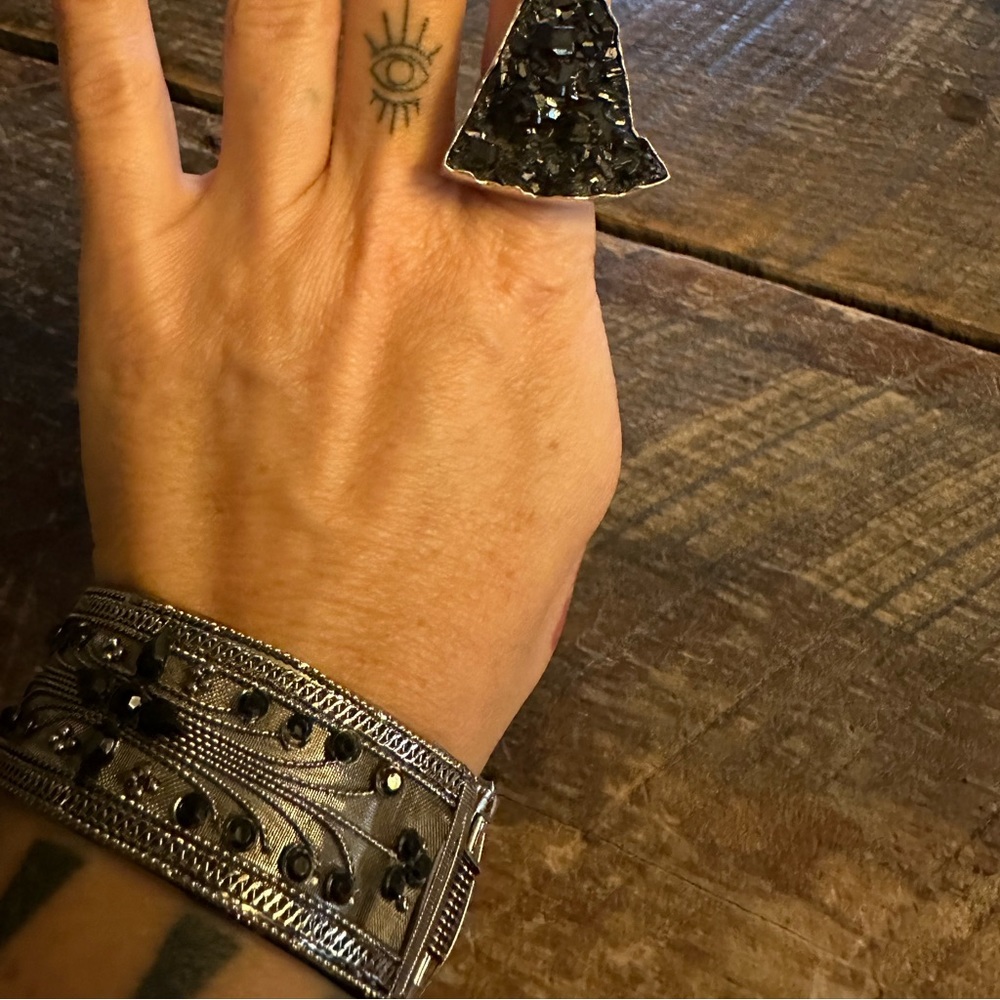 Onyx Silver Hinge Costume Bracelet Gothic